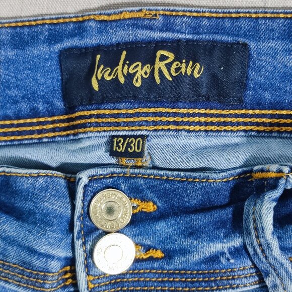 Indigo Rein Jeans women's junior size 13/30  denim blue ankle skinny high rise - Picture 6 of 14